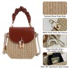 PU Leather Flap Straw Bag