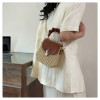 PU Leather Flap Straw Bag