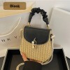 PU Leather Flap Straw Bag