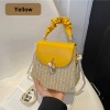 PU Leather Flap Straw Bag