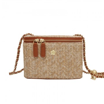 Straw Chain Box Crossbody Bag