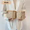 Straw Chain Box Crossbody Bag