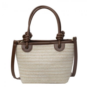 Straw Woven Bucket Crossbody Handbag
