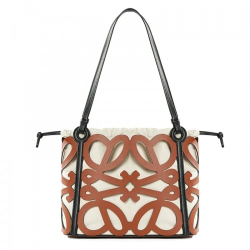 Genuine Leather Hollow Drawstring Tote Bag