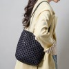 Handwoven Denim Bucket Bag with Inner Pouch