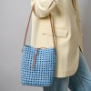 Handwoven Denim Bucket Bag with Inner Pouch