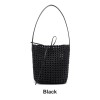 Handwoven Denim Bucket Bag with Inner Pouch