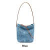 Handwoven Denim Bucket Bag with Inner Pouch