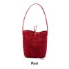 Handwoven Denim Bucket Bag with Inner Pouch
